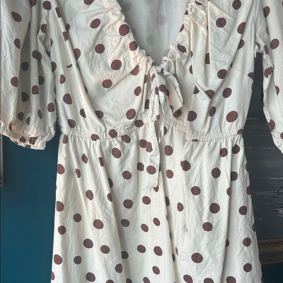 Polka Dot Tie Front Midi Dress – Cottagecore / French Girl - Picture 2 of 10